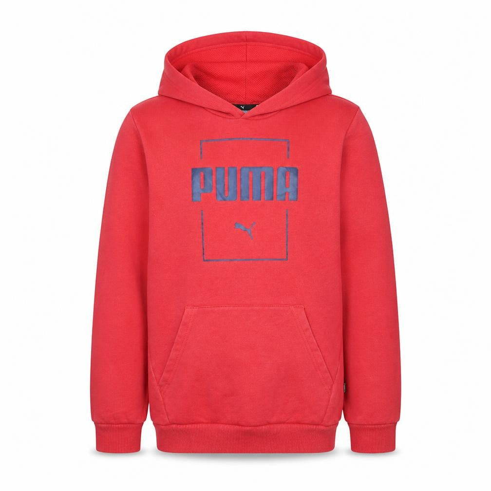 Puma Boys Red Pullover Hoodie 13-14 Years Regular Fit Fleece Logo