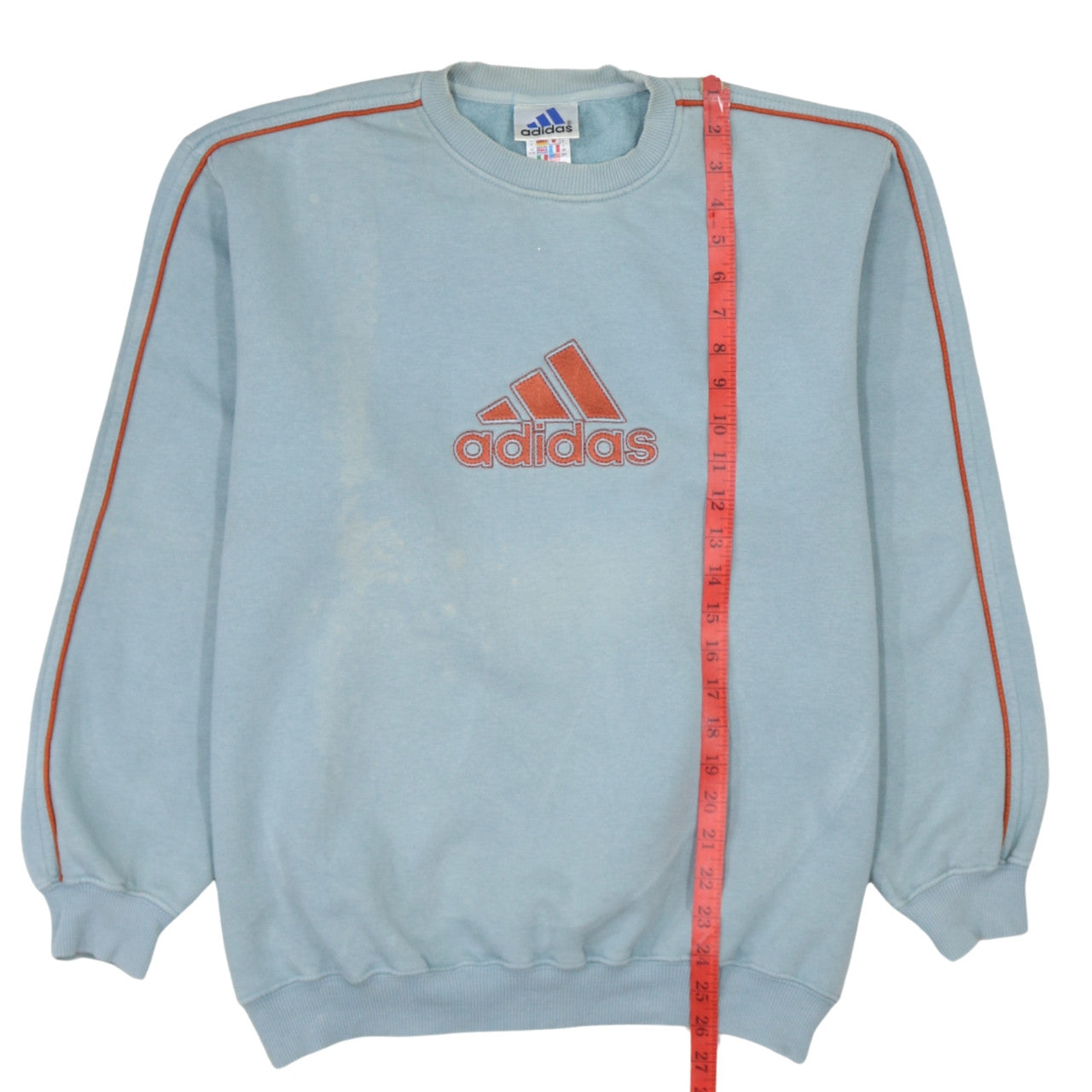 Adidas Mens Blue Small Crew Neck Pullover Sweatshirt Logo Tennis