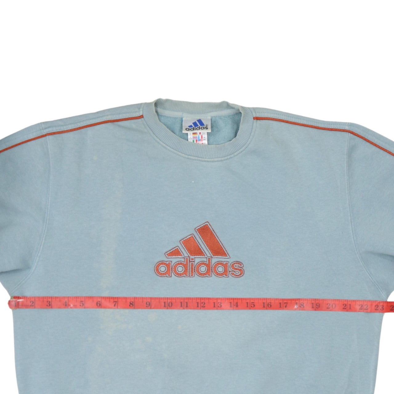 Adidas Mens Blue Small Crew Neck Pullover Sweatshirt Logo Tennis