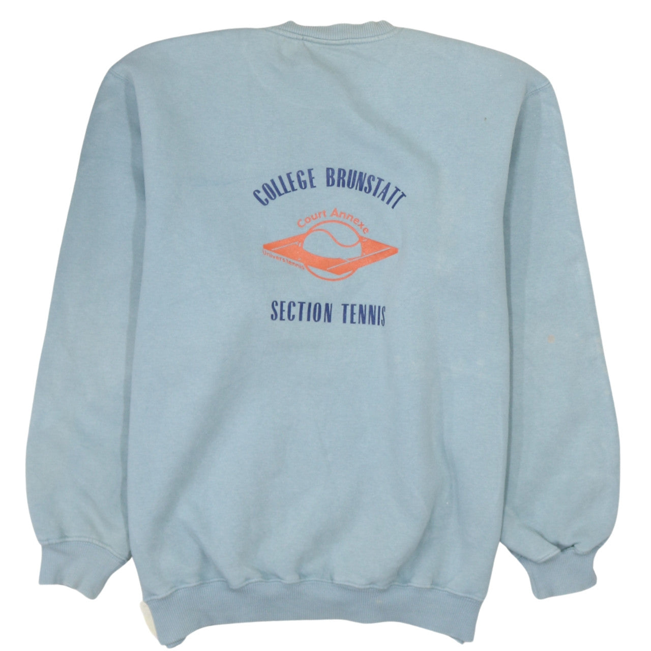 Adidas Mens Blue Small Crew Neck Pullover Sweatshirt Logo Tennis