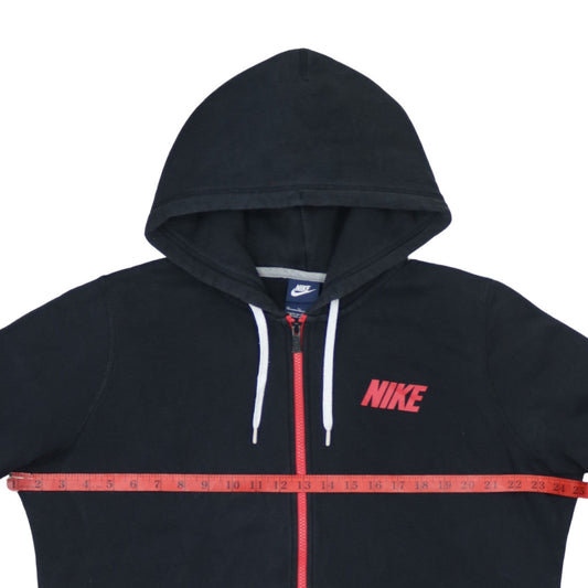 Nike Womens Black XL Full Zip Hoodie Sweatshirt Red Logo