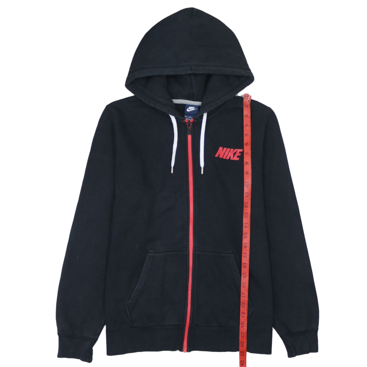 Nike Womens Black XL Full Zip Hoodie Sweatshirt Red Logo