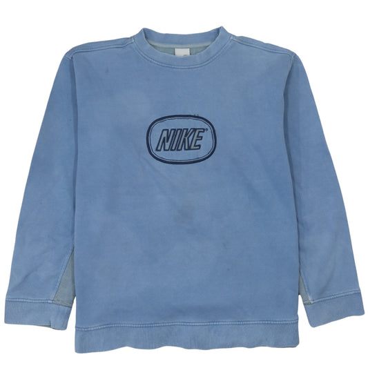 Nike Men’s Blue Pullover Sweatshirt L Crew Neck Embroidered Logo