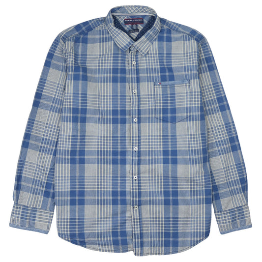 Tommy Hilfiger Men’s Blue Plaid XL Button-Up Shirt Custom Fit