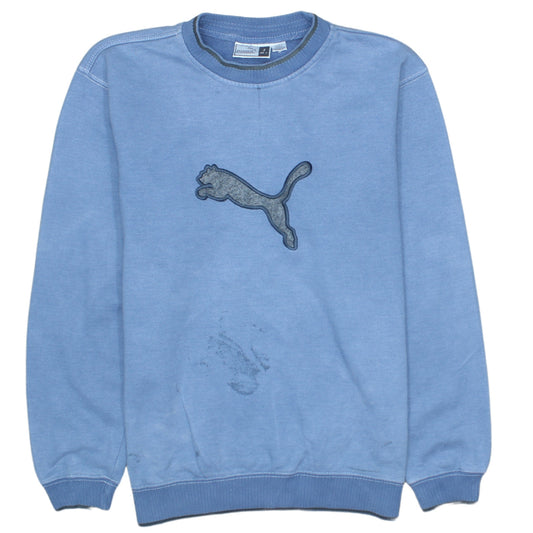 Puma Men’s Blue Sweatshirt S Pullover Crew Neck Long Sleeve Logo