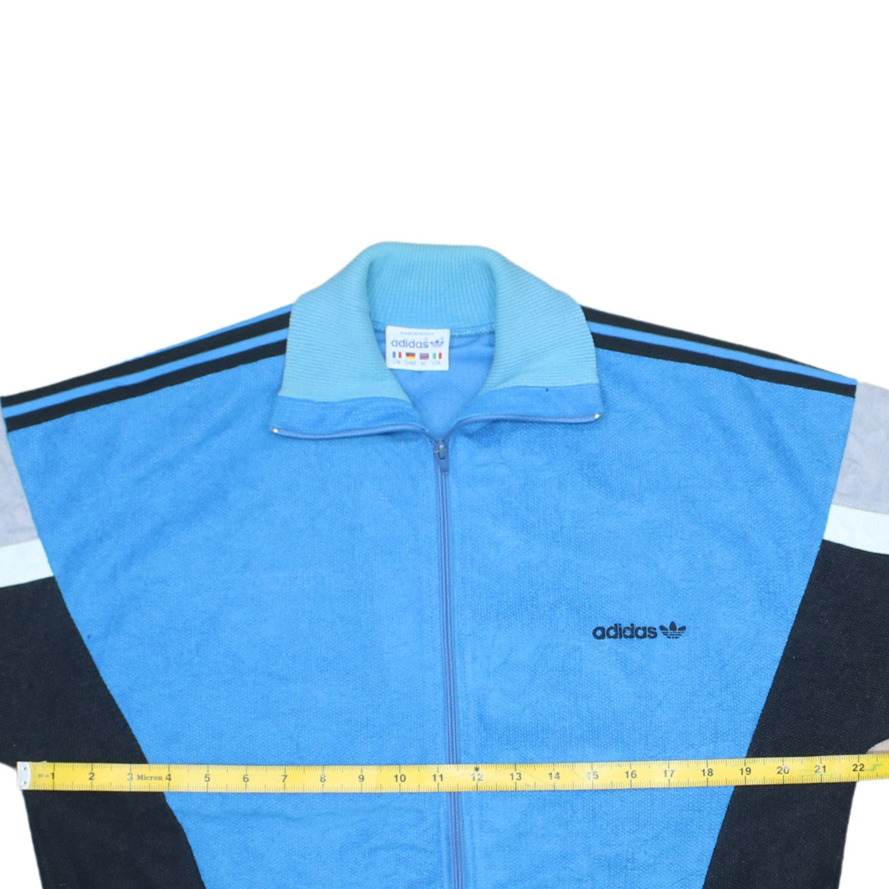 Adidas Mens Blue Full Zip Sweatshirt Jacket Size M Retro 80s Sportswear