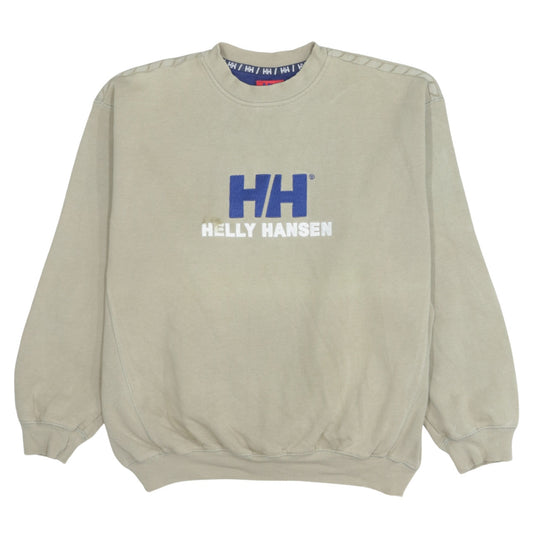 Helly Hansen Mens Beige Logo Sweatshirt Pullover Crew Neck M