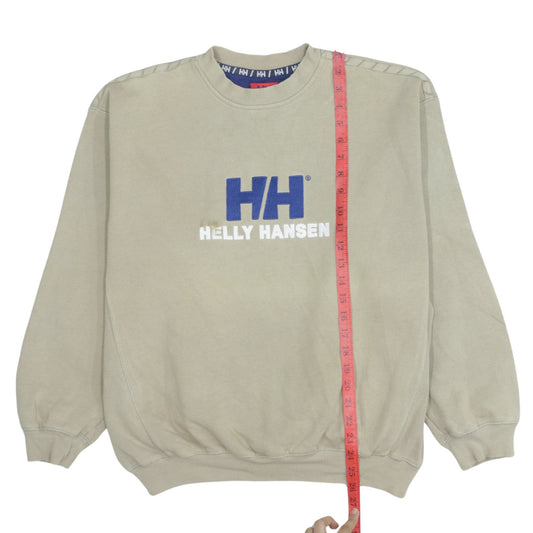 Helly Hansen Mens Beige Logo Sweatshirt Pullover Crew Neck M