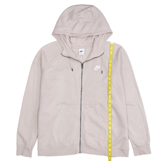 Nike Womens Beige XL Full Zip Hoodie Sweatshirt Cotton Logo