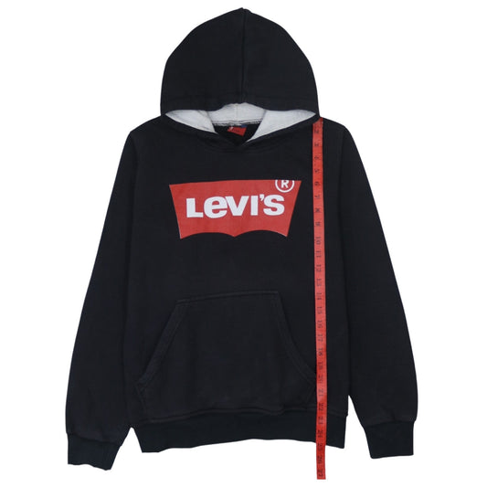Levi's Boys Black Hoodie Pullover Logo Print 10 Years Fleece Sweatshirt