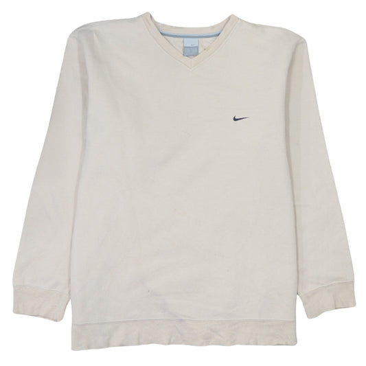 Nike Mens Beige V-Neck Pullover Sweatshirt Size L Logo Sportswear