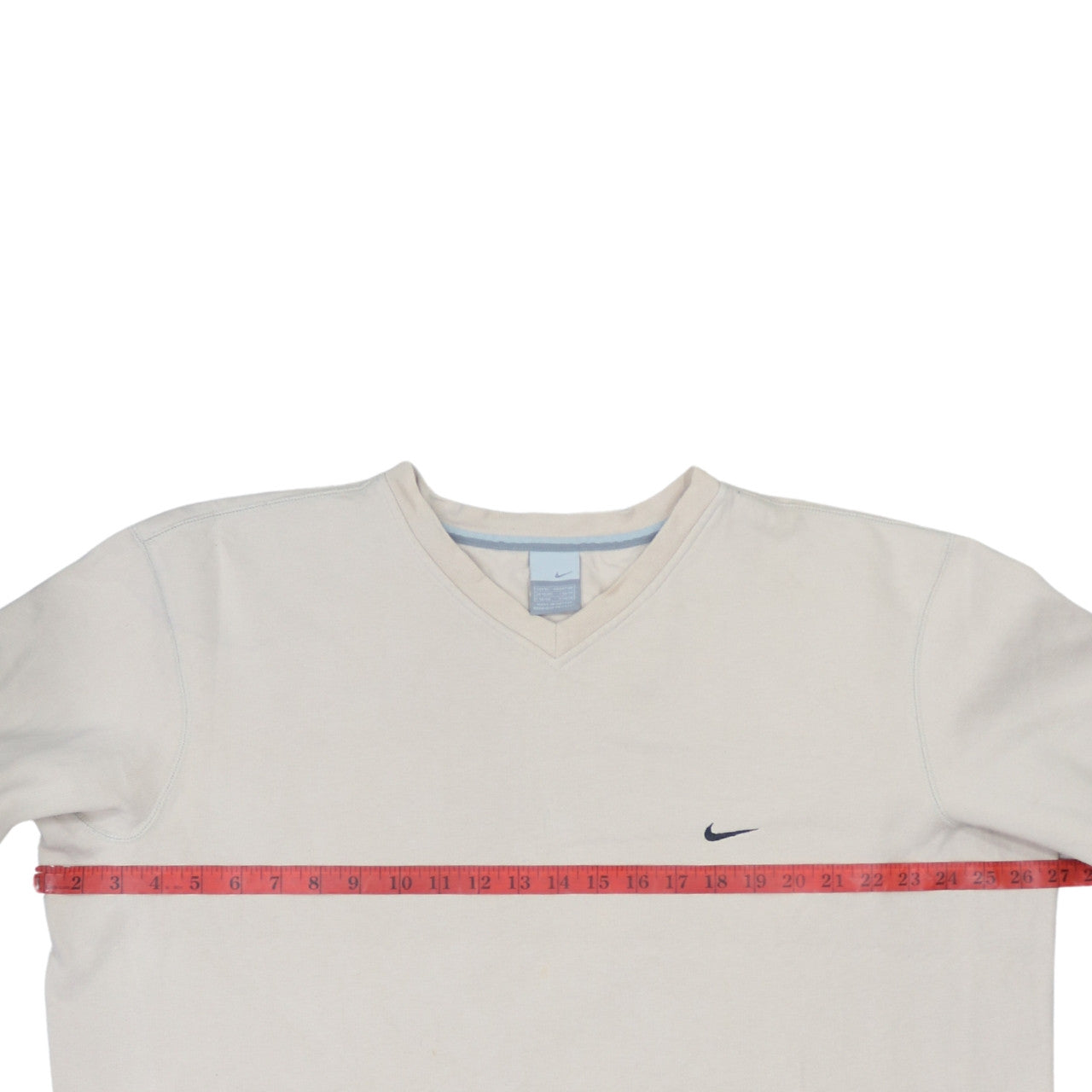 Nike Mens Beige V-Neck Pullover Sweatshirt Size L Logo Sportswear