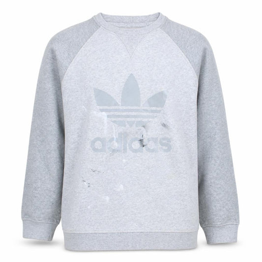Front view of Adidas Men’s Grey Logo Sweatshirt L Pullover Crew Neck Sportswear