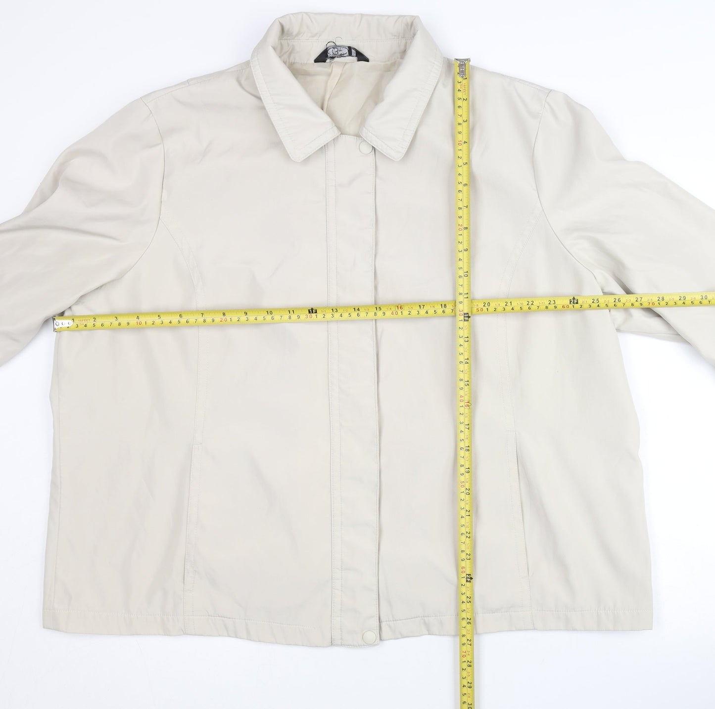BM Womens Beige XL Basic Jacket Polyester Mid-Length Casual