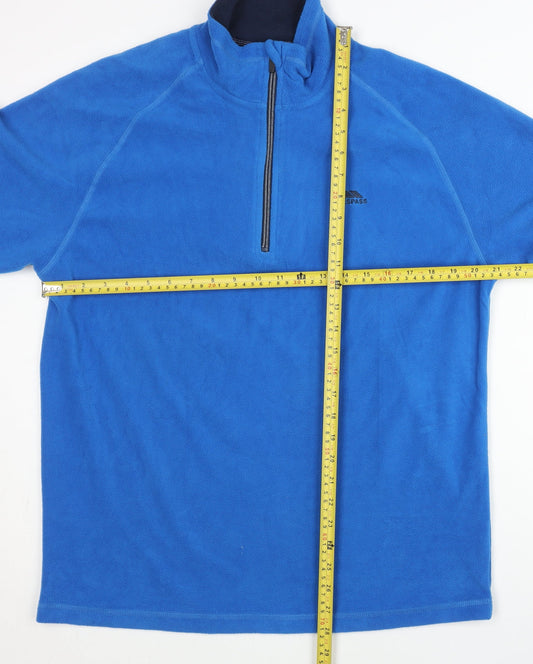 Trespass Men’s Blue Fleece Pullover Sweatshirt L 1/2 Zip Mock Neck