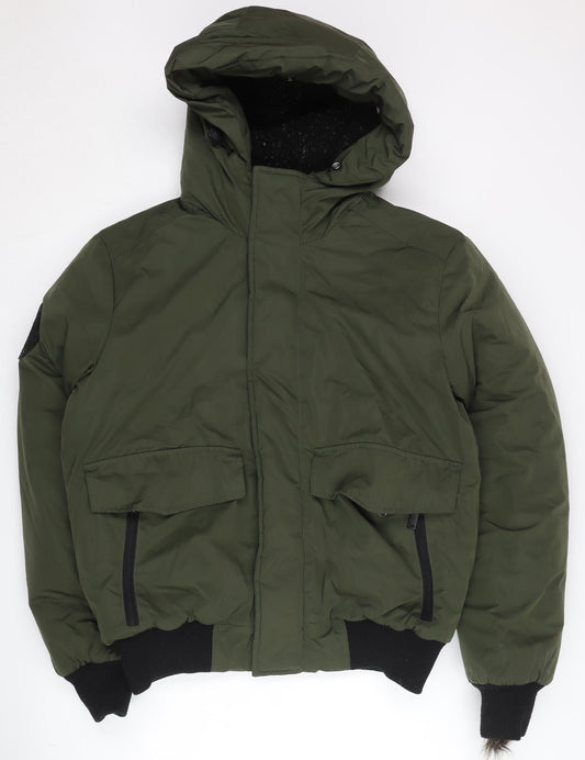 Superdry Men Green M Everest Puffer Jacket Hooded Winter Coat