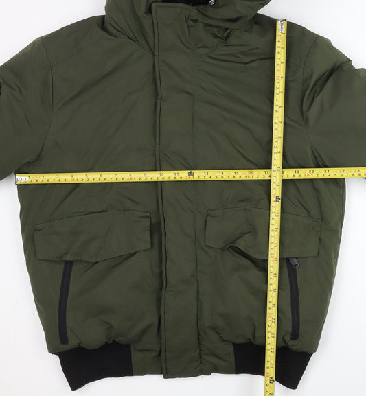 Superdry Men Green M Everest Puffer Jacket Hooded Winter Coat