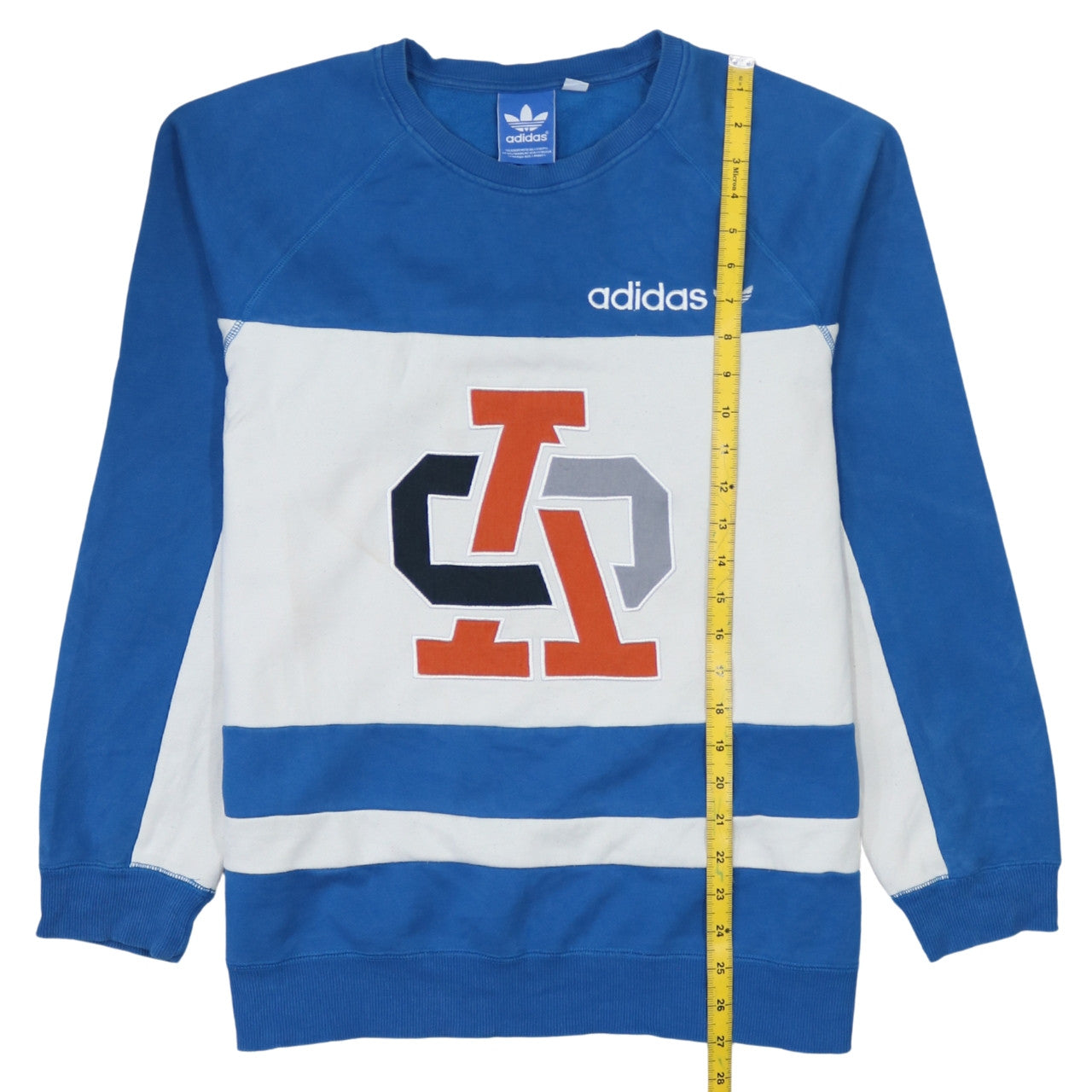 Adidas Men’s Blue White Sweatshirt Pullover M Logo Graphic Sports