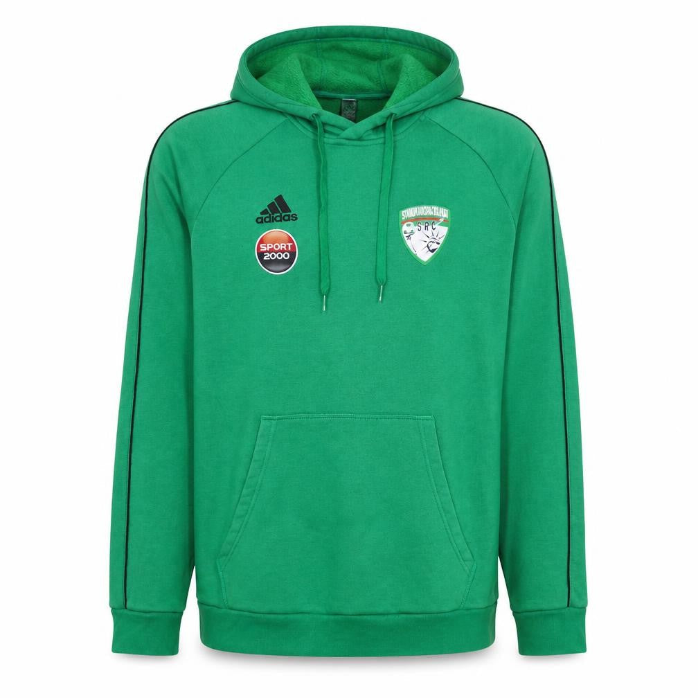 Front view of Adidas Men’s Green Pullover Hoodie L Sports Logo Fleece Football Rugby