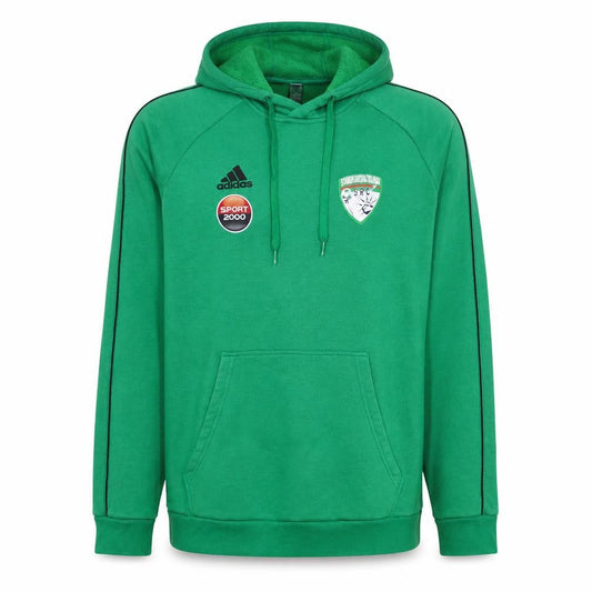 Front view of Adidas Men’s Green Pullover Hoodie L Sports Logo Fleece Football Rugby
