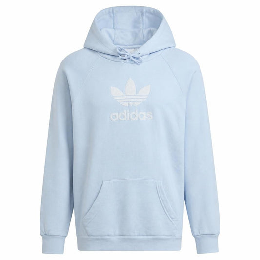 Front view of Adidas men’s blue xs pullover hoodie logo hooded sweatshirt