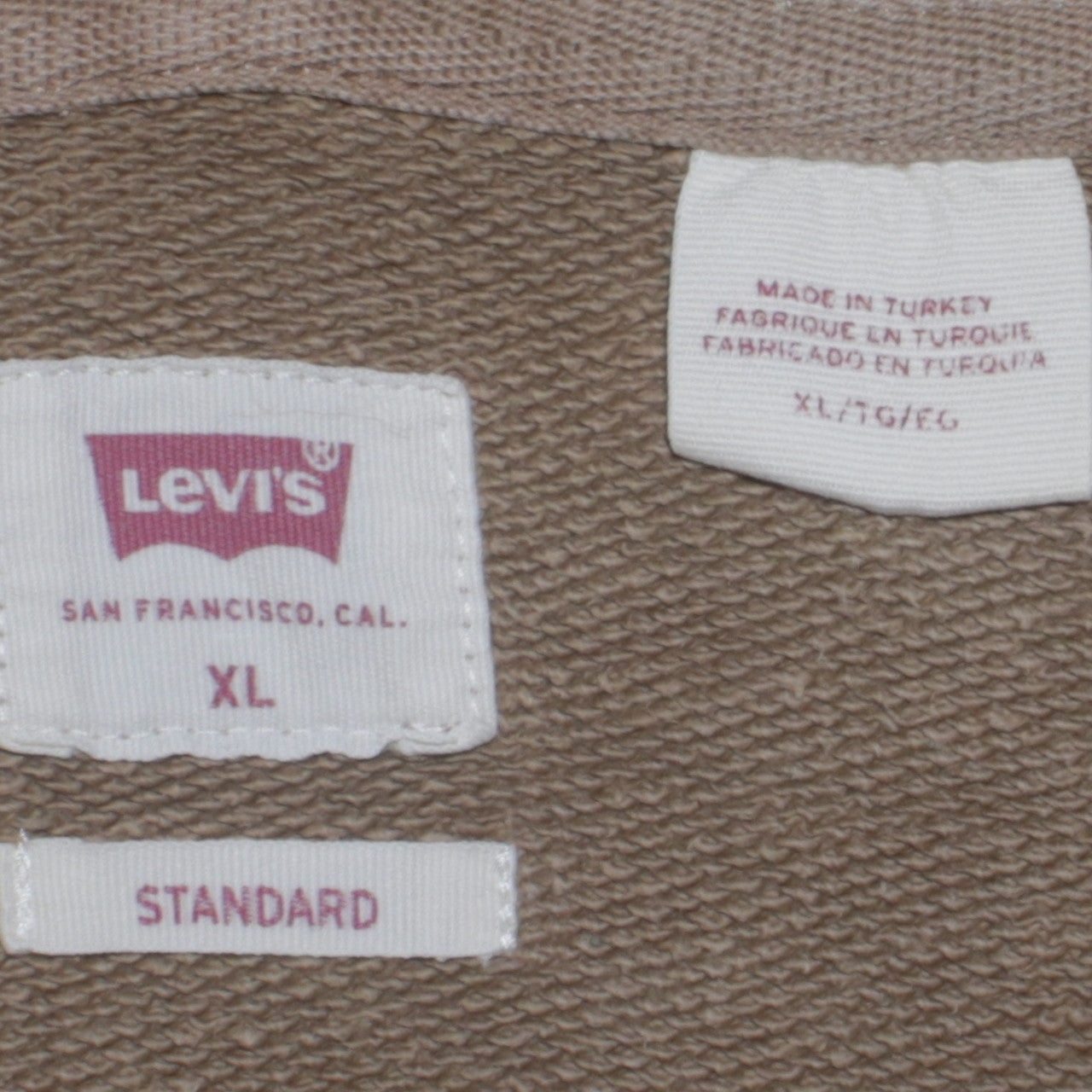 Levi's Men's Beige XL Pullover Hoodie Logo Graphic Long Sleeve