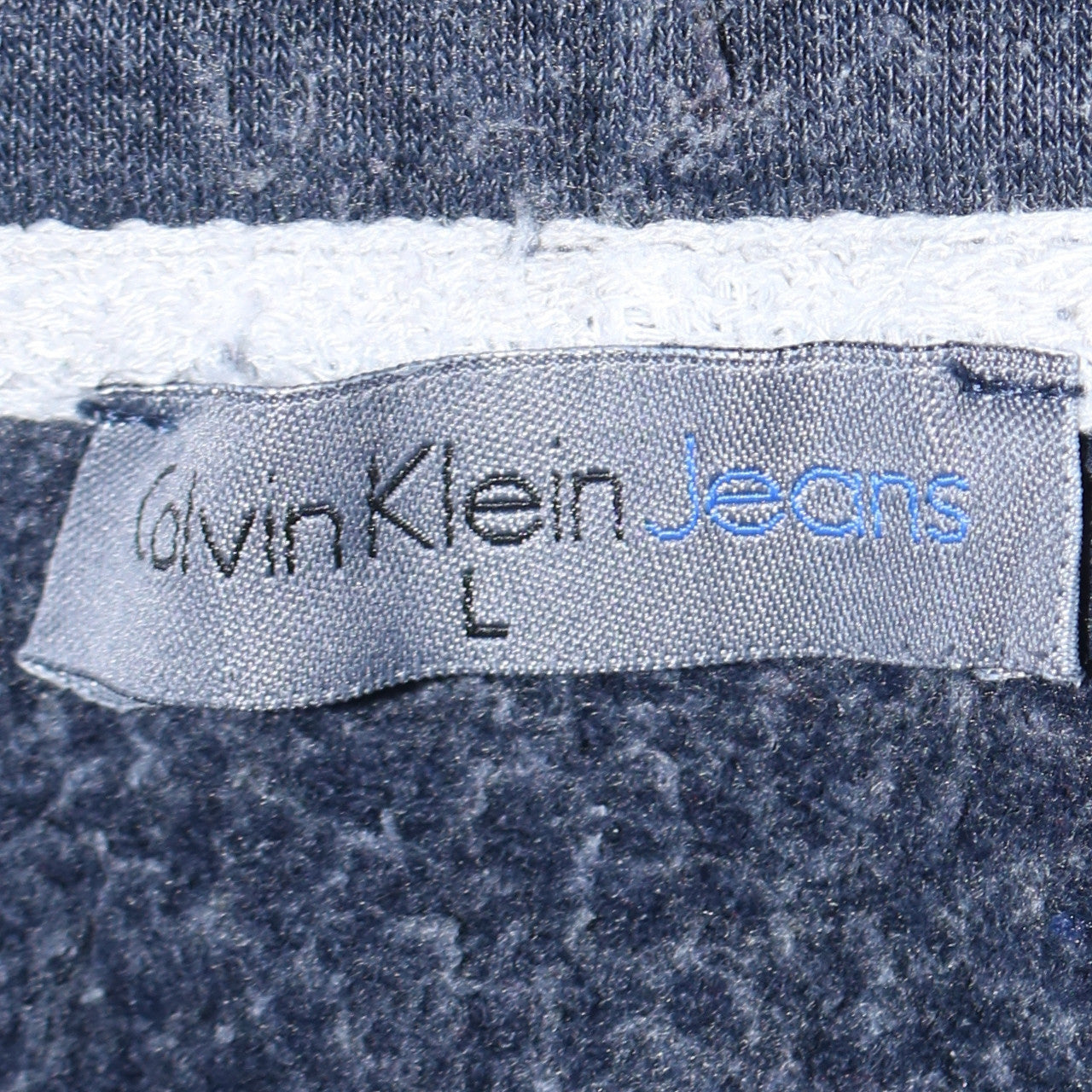 Calvin Klein Jeans Men’s Blue Logo Pullover Hoodie Size L