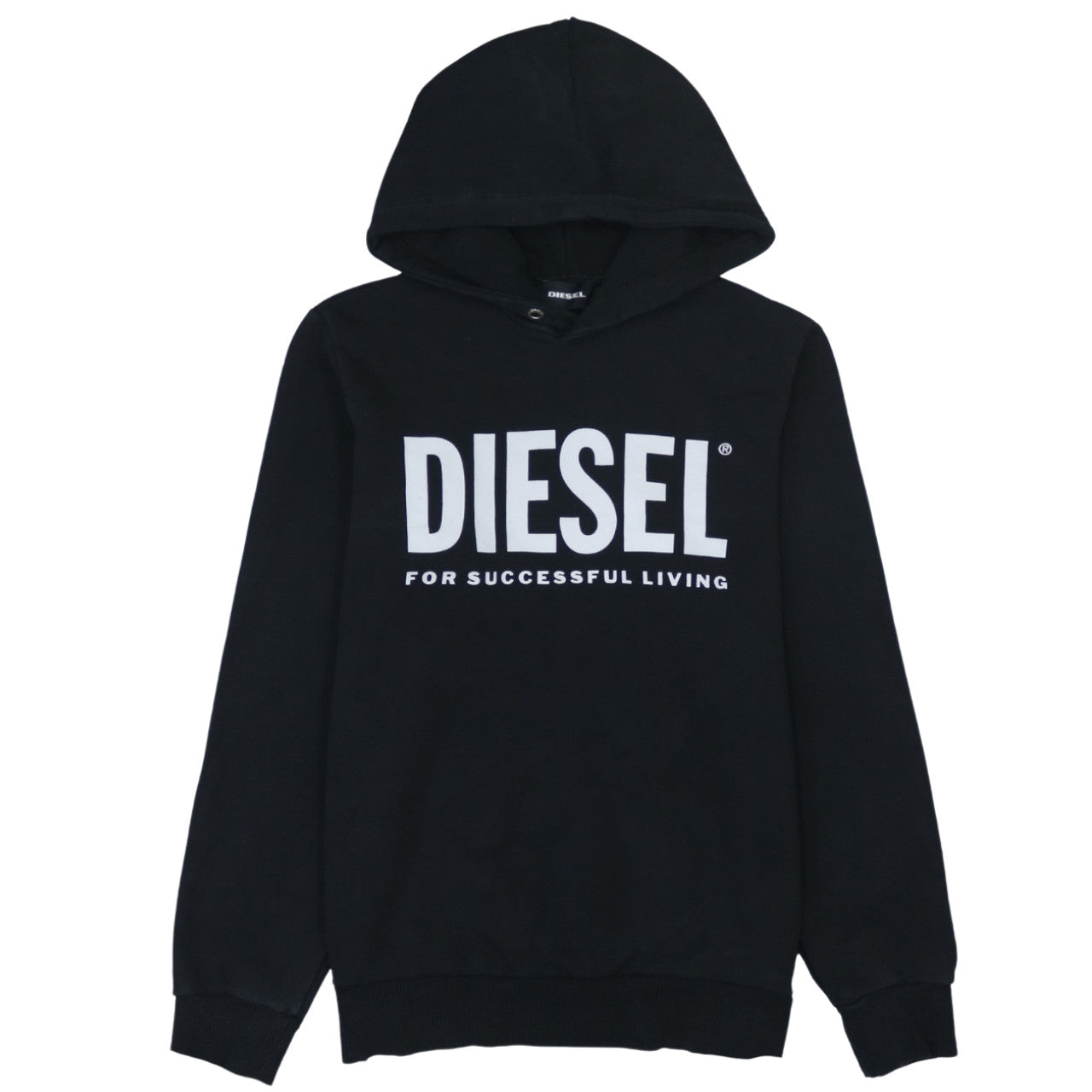 Diesel Mens Black Pullover Hoodie Size M Logo Graphic Cotton