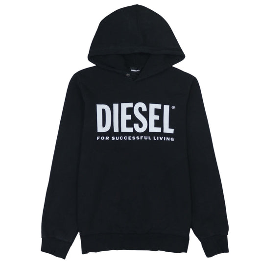 Diesel Mens Black Pullover Hoodie Size M Logo Graphic Cotton