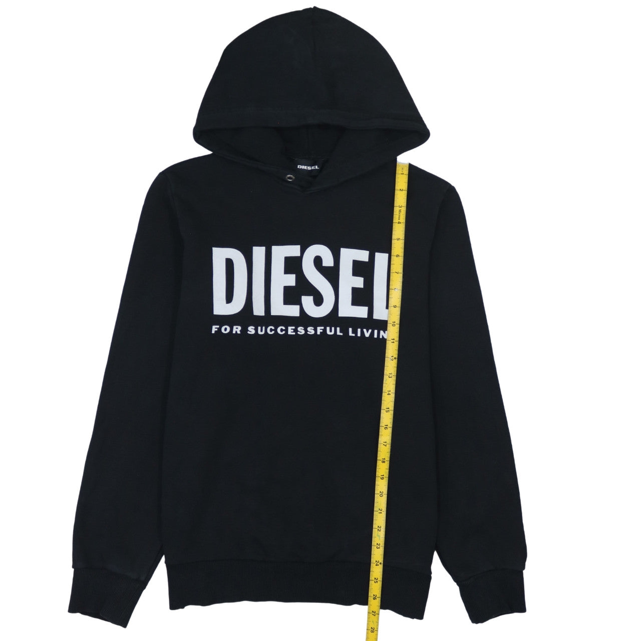 Diesel Mens Black Pullover Hoodie Size M Logo Graphic Cotton
