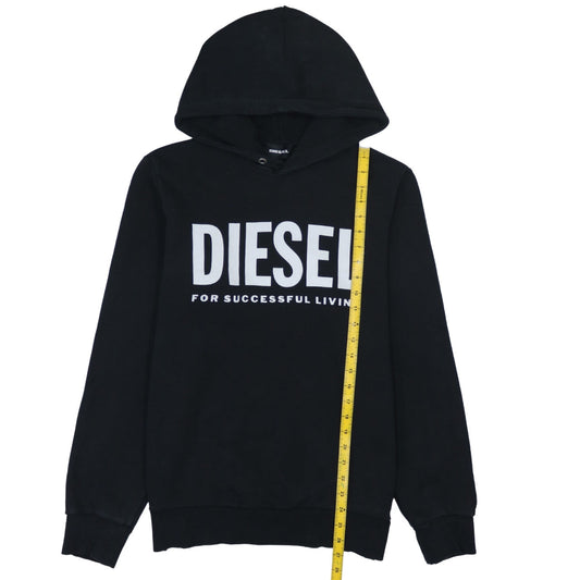 Diesel Mens Black Pullover Hoodie Size M Logo Graphic Cotton