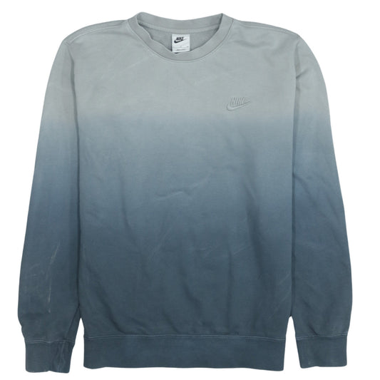 Nike Mens Blue Ombre Sweatshirt S Pullover Crew Neck Logo