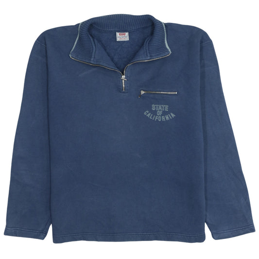 Levi's Men's Blue Half Zip Sweatshirt Size M Retro USA Logo