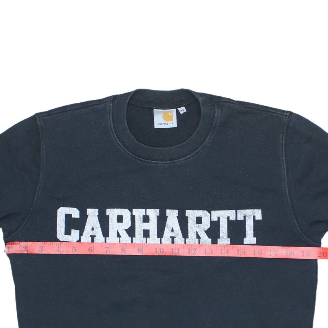 Carhartt Mens Black XS Pullover Sweatshirt Crew Neck Logo Cotton