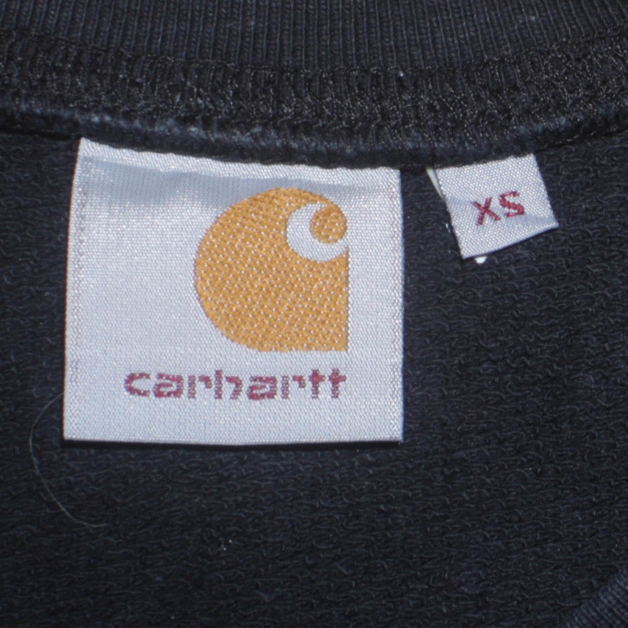 Carhartt Mens Black XS Pullover Sweatshirt Crew Neck Logo Cotton