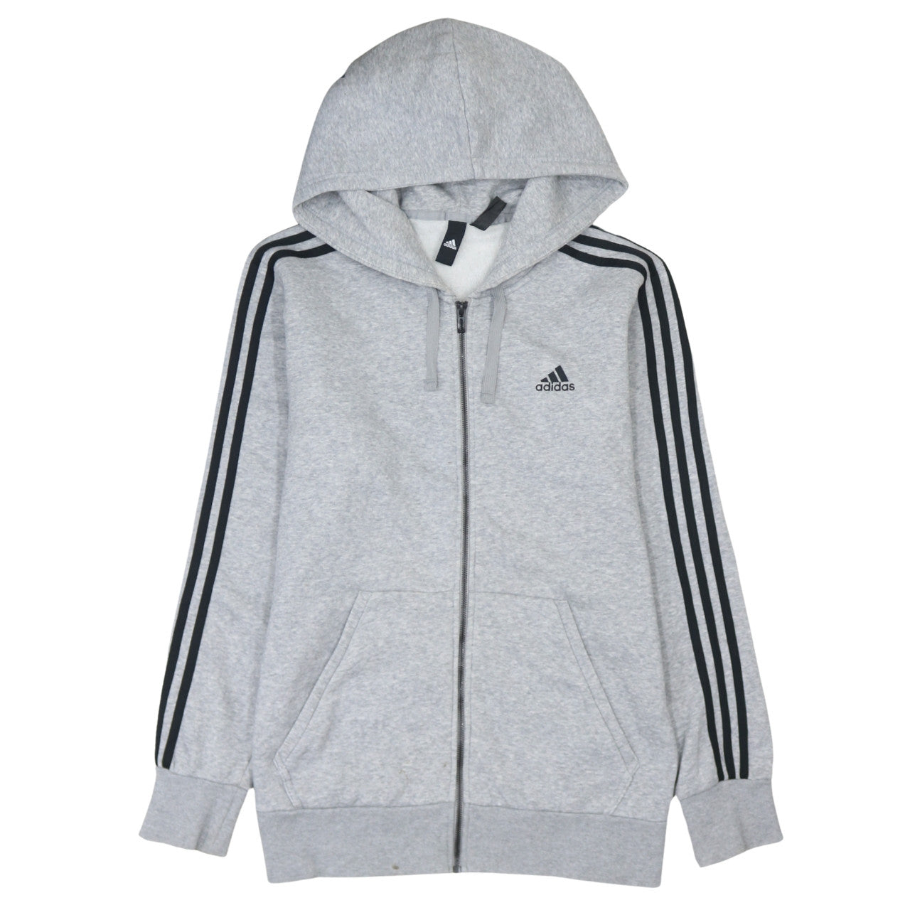 Adidas Men’s Grey Full Zip Hoodie M Sports Logo Hooded Jacket