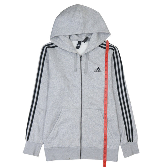 Adidas Men’s Grey Full Zip Hoodie M Sports Logo Hooded Jacket