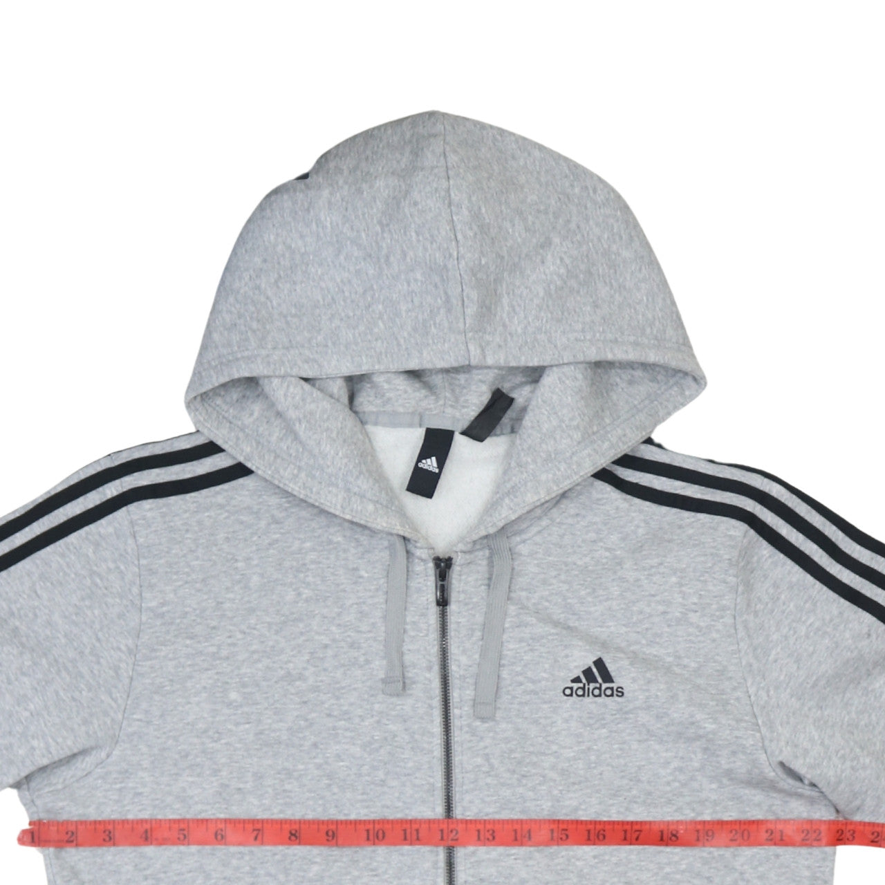 Adidas Men’s Grey Full Zip Hoodie M Sports Logo Hooded Jacket