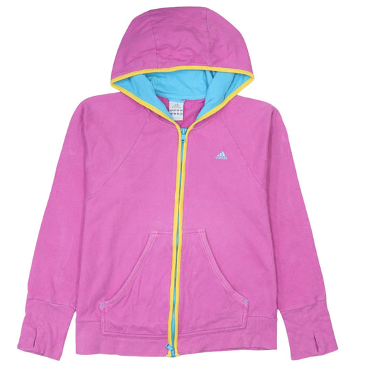 Adidas Womens Pink Full Zip Hoodie Size 14 UK Hooded Sweatshirt
