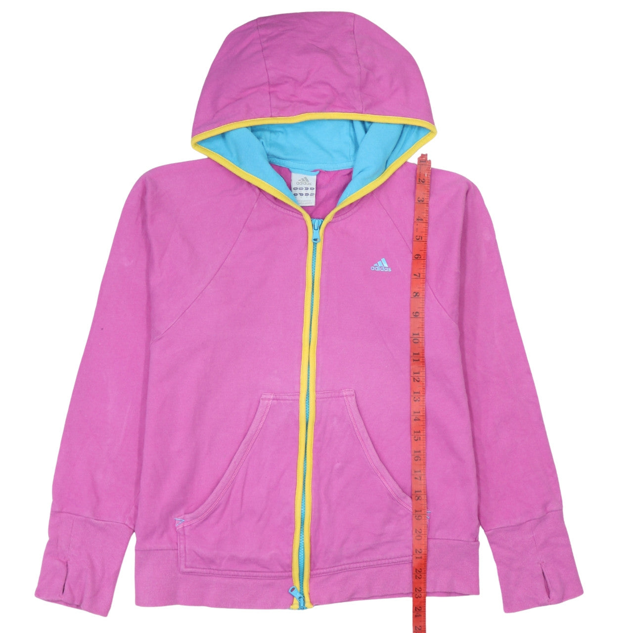 Adidas Womens Pink Full Zip Hoodie Size 14 UK Hooded Sweatshirt