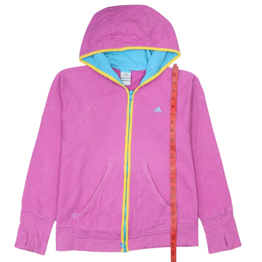 Adidas Womens Pink Full Zip Hoodie Size 14 UK Hooded Sweatshirt