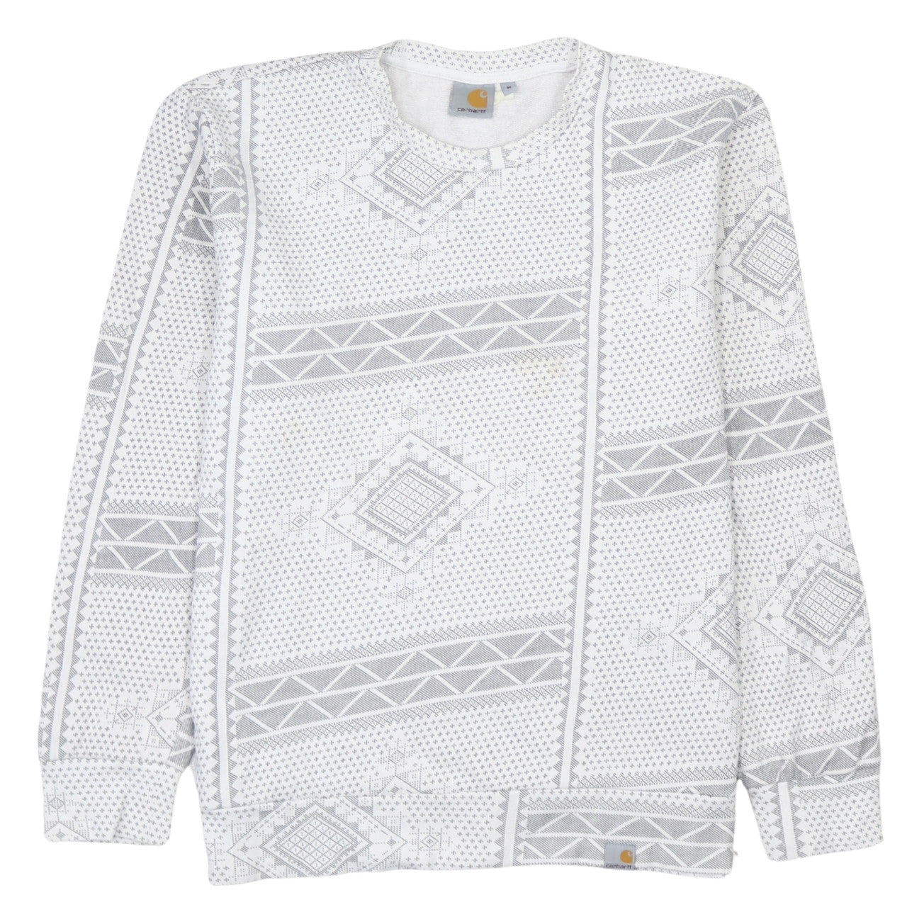 Carhartt Men's White Aztec Sweatshirt M Pullover Cotton Crew Neck
