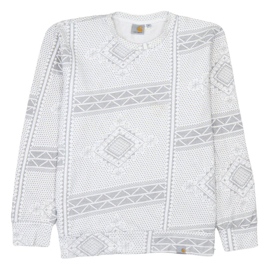Carhartt Men's White Aztec Sweatshirt M Pullover Cotton Crew Neck