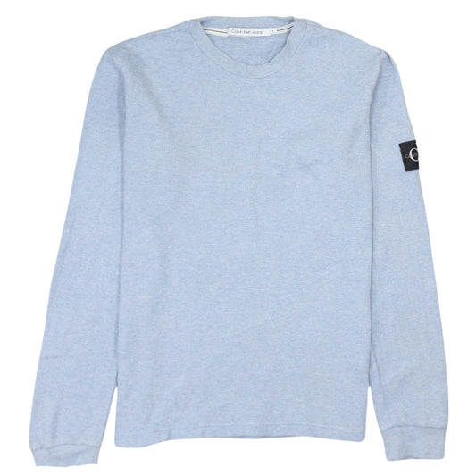 Calvin Klein Jeans Men's Blue Waffle-Knit Cotton Crew Neck Jumper M