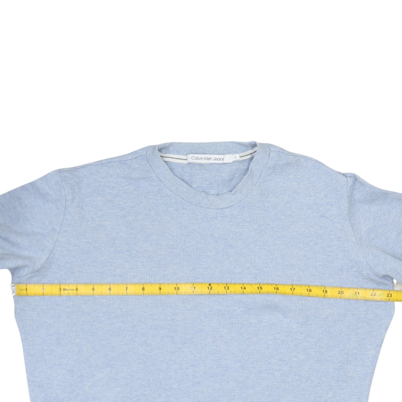 Calvin Klein Jeans Men's Blue Waffle-Knit Cotton Crew Neck Jumper M