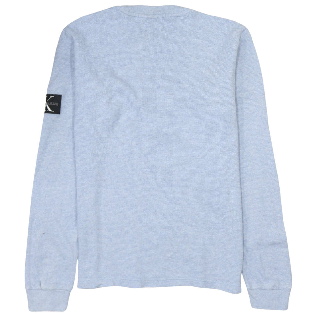 Calvin Klein Jeans Men's Blue Waffle-Knit Cotton Crew Neck Jumper M
