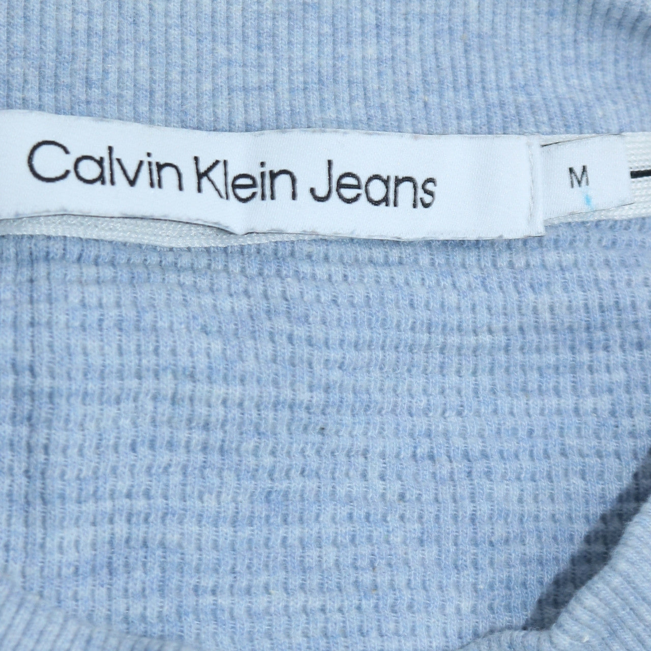Calvin Klein Jeans Men's Blue Waffle-Knit Cotton Crew Neck Jumper M