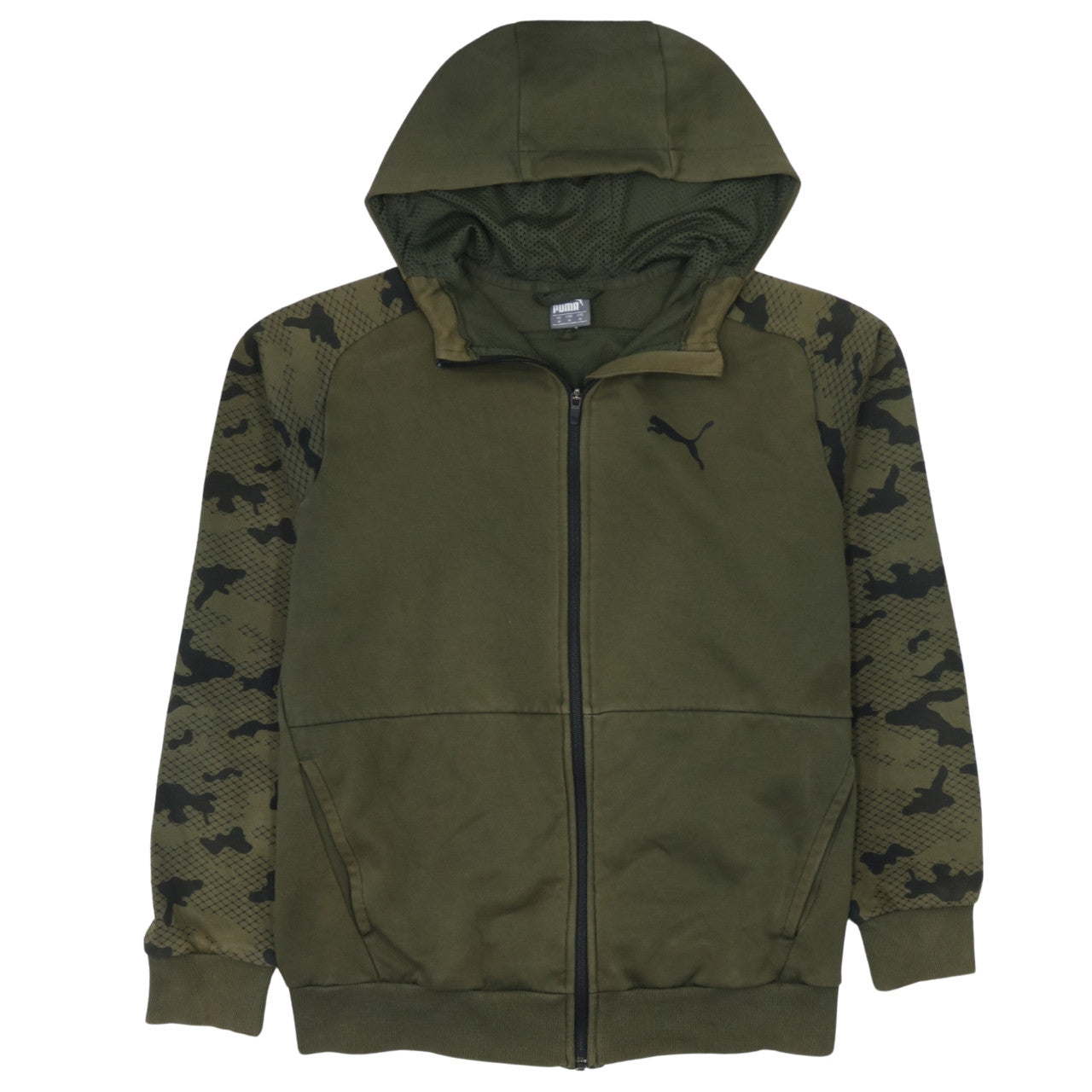 Puma Men’s Green Camouflage Full Zip Hoodie Size M Sportswear