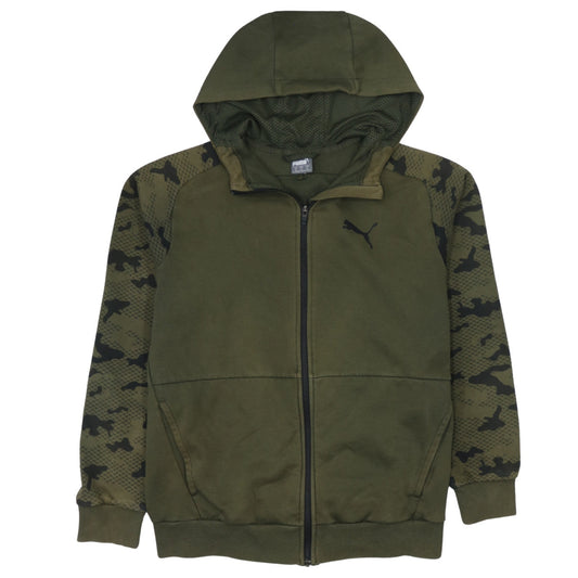 Puma Men’s Green Camouflage Full Zip Hoodie Size M Sportswear