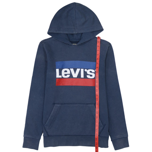 Levi's Women Blue Pullover Hoodie Size 16 Logo Fleece Casual